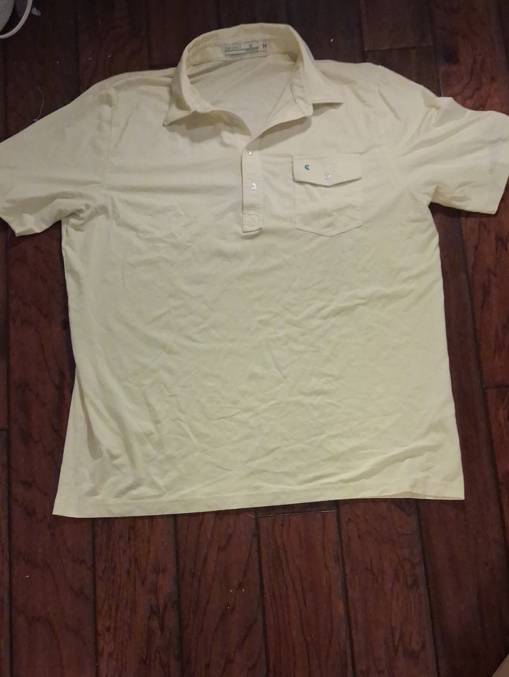 Criquet Butter Yellow Short Sleeve Polo with Pocket and Embroidered Sleeve.
